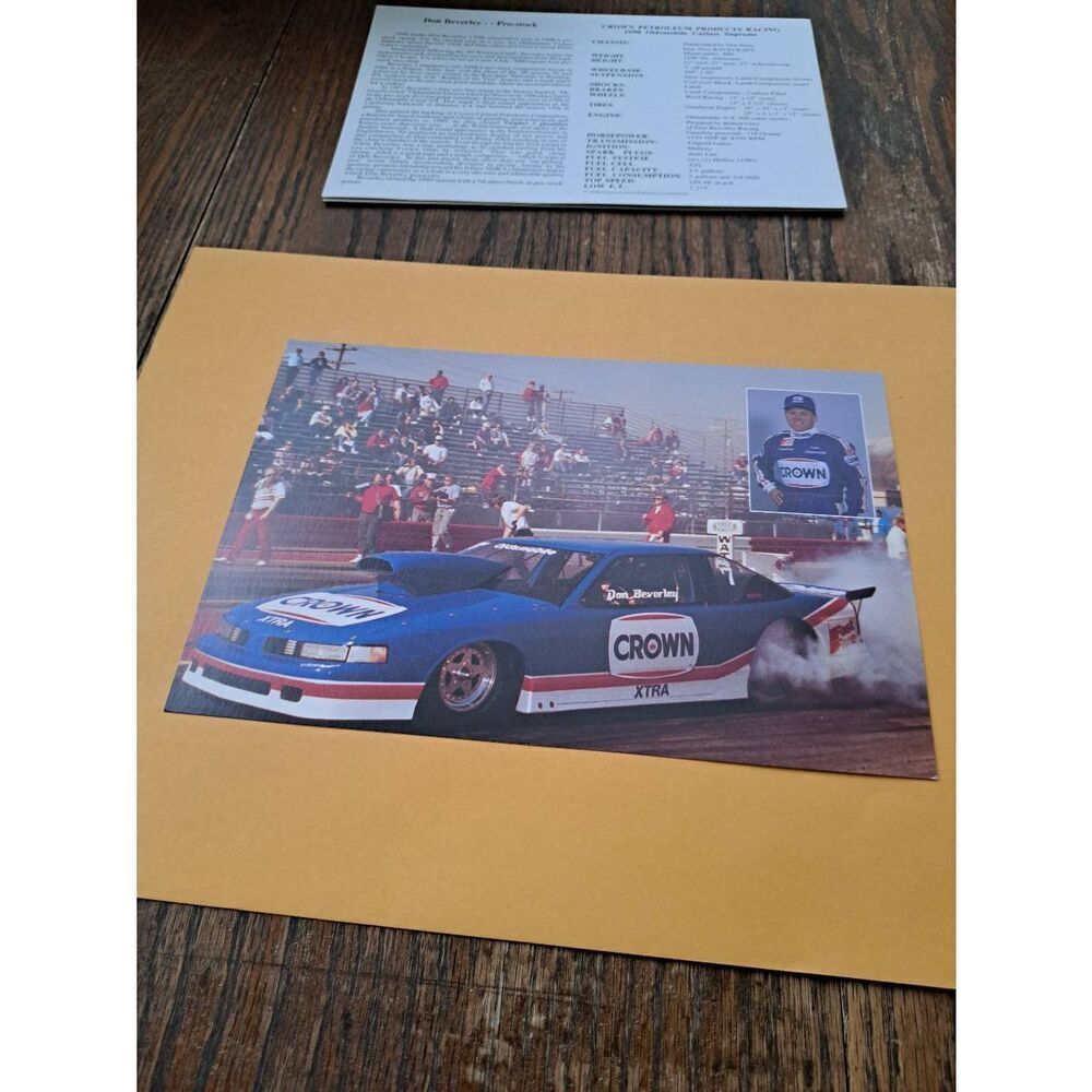 Vintage 1990 Don Beverley Crown Racing NHRA Pro Stock Driver Card Oldsmobile